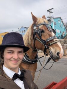 Pete, pictured with driver Esther in May, 2025